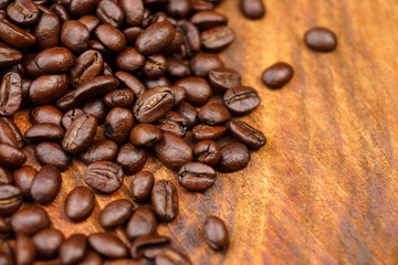 Coffee bean on wood background