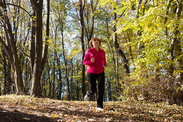 Woman running in park