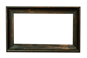 Wooden frame on white background