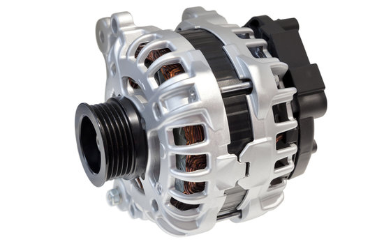 Alternator. Image of car alternator isolated on white. Clipping path included.