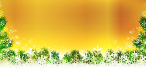 Fototapeta premium クリスマス 雪 モミの木 背景