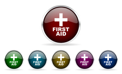 first aid vector icon set
