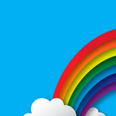 Abstract applique - paper rainbow. Stylized paper cutout clouds and rainbow..Vector illustration..