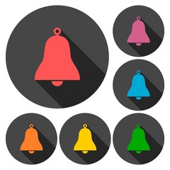 Bell icons set with long shadow