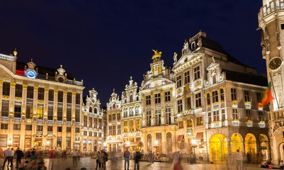Fototapeta na wymiar Buildings on Grand Place square in Brussels