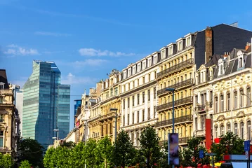 Fototapeten Buildings on Brouckere square in Brussels, Belgium © Leonid Andronov