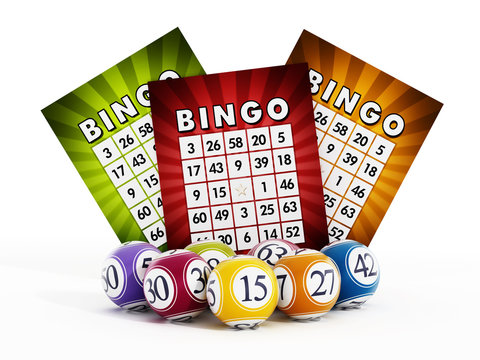 Bingo card and balls with numbers