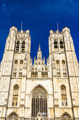Fototapeta na wymiar The Cathedral of St. Michael and St. Gudula in Brussels