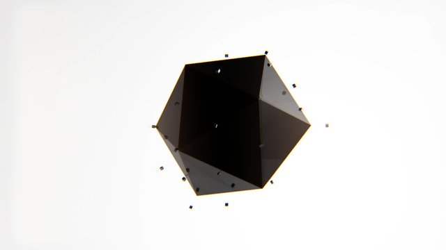 Icosahedron figure floating with particles loop