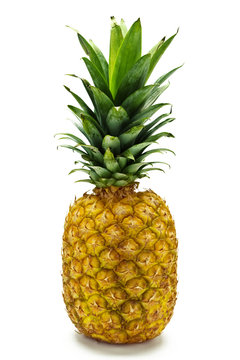 A whole pineapple against a white background.