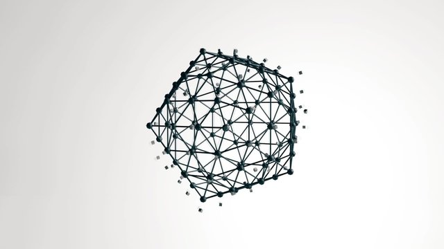 Icosahedron figure floating with particles loop