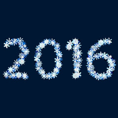 2016. The inscription of snow. New year and Christmas.