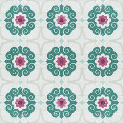 Old ceramic tiles patterns background in the park public