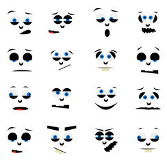 An icon set of black cartoon smiley faces.