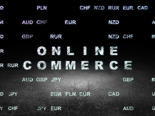 Business concept: Online Commerce in grunge dark room