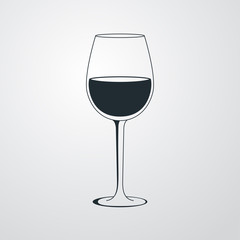 Icono plano copa de vino sobre fondo degradado