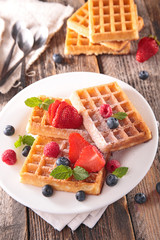 waffle and berry fruit