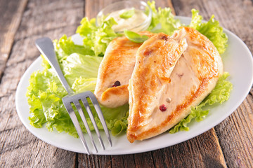 chicken breast fillet and salad