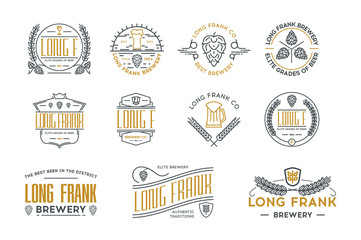 Line beer retro labels and logo templates. Stock vector.