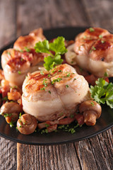 baked meat and mushroom
