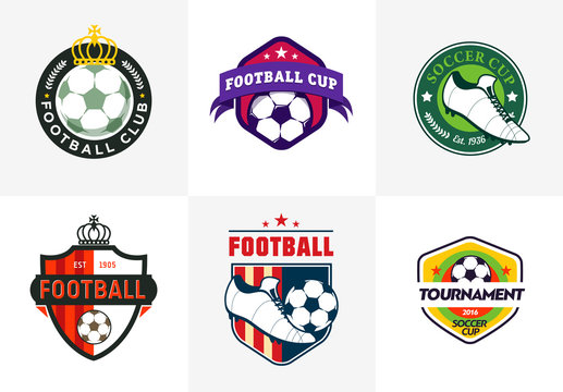 Set of vintage color football soccer championship logos