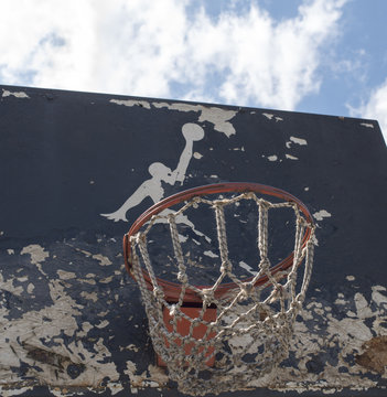 Jumpman logo by Nike on the old basketball backboard