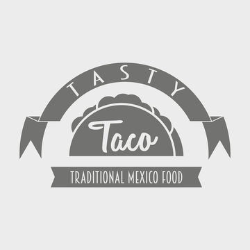 Traditional mexican food Tasty taco. Vector logo template or concept. Can be used to design menu, business cards, posters. Vector illustration.