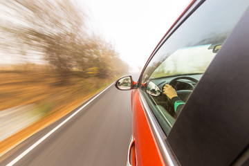 Obraz premium speeding car with motion blur background.