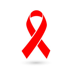 Stop AIDS - 1st December AIDS day template red ribbon on isolated background with shadow. Vector illustration EPS 10 - obrazy, fototapety, plakaty