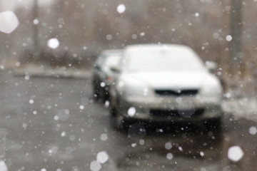 Fototapeta na wymiar car covered with snow