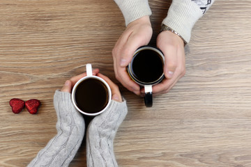 Fototapeta na wymiar hand coffee background couple