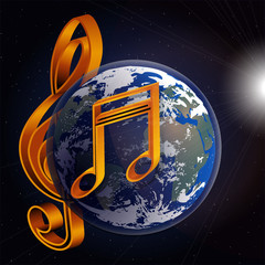 music note planet earth