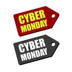 Cyber Monday Black and Red Labels on white background. Vector