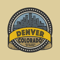 Grunge rubber stamp with name of Denver, Colorado