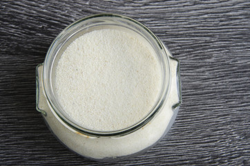 Glass jar with semolina