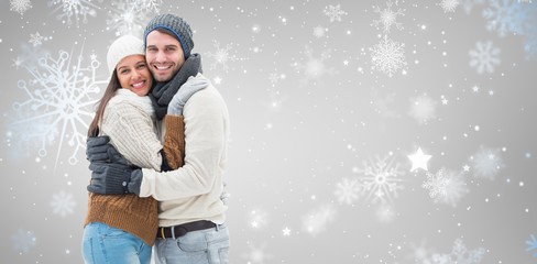 Composite image of young winter couple