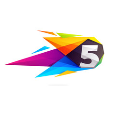 Number five with polygonal comet.