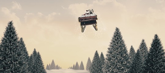 Composite image of santa flying his sleigh