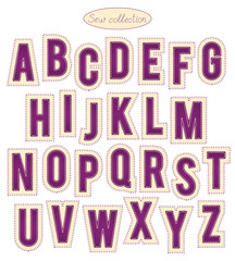 sew collection - hand made purple and yellow stitch letters