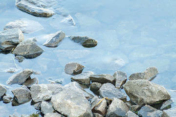 Crushed stone in a river