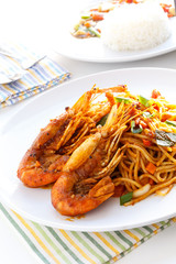 Italian Thai Fusion food  spaghetti stir fry with Thai spicy  an