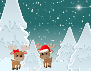 Winterlandschaft & Rentiere