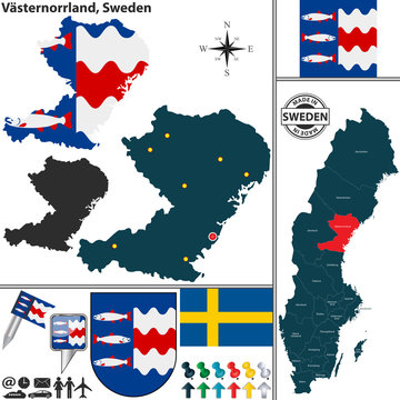 Map of Vasternorrland, Sweden