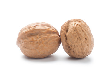 Fresh walnuts on a white background
