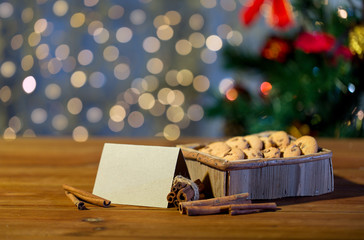 Naklejka na ściany i meble close up of christmas oat cookies on wooden table
