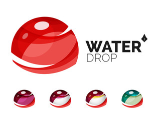 Set of abstract eco water icons, business logotype nature green concepts, clean modern geometric design