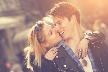 Urban couple outdoors.
