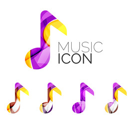 Set of abstract music note icon, business logotype concepts, clean modern geometric design
