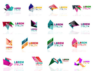 Geometric shapes company logo set, paper origami style