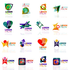 Geometric shapes company logo set, paper origami style